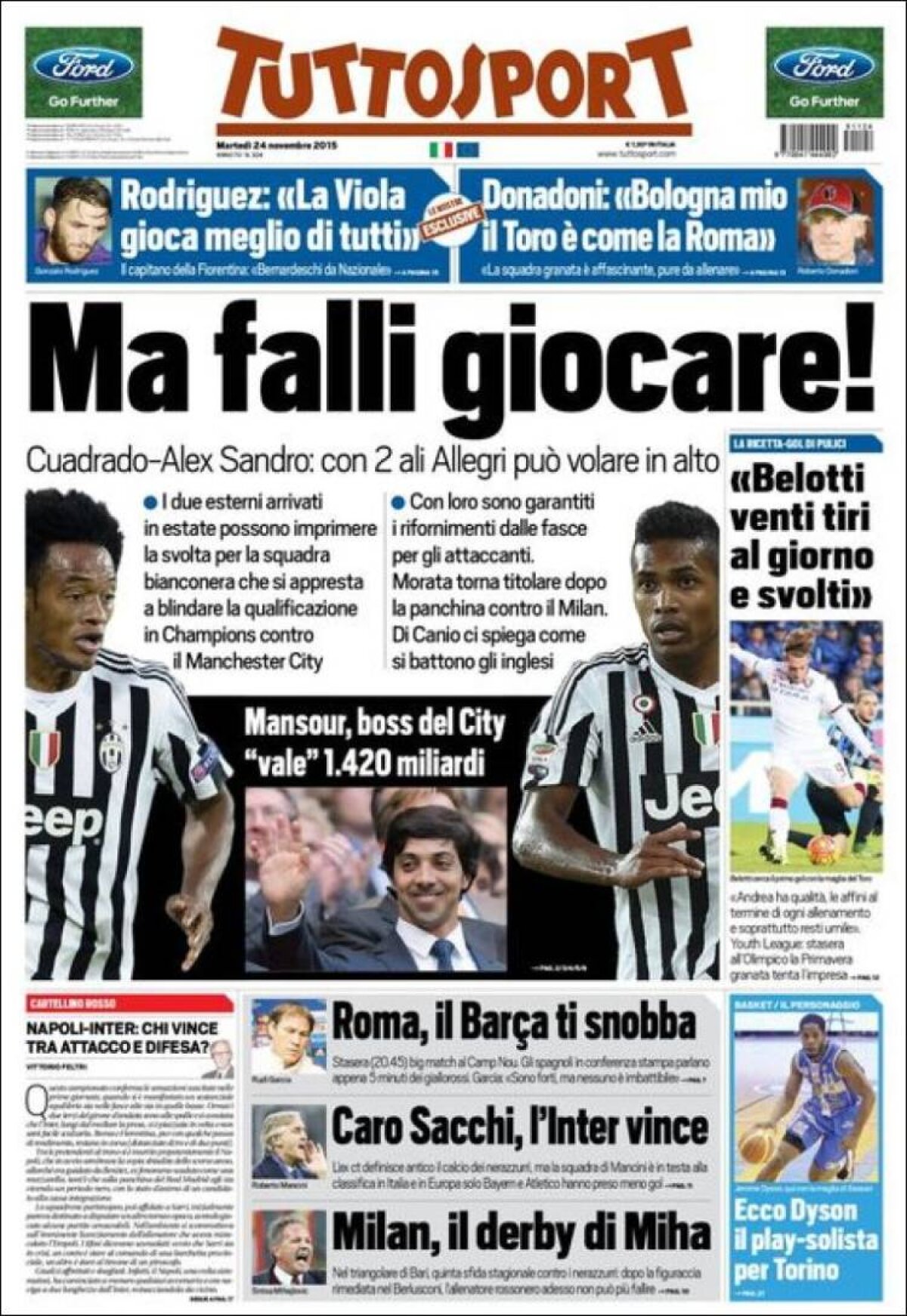 Ce scriu azi ziarele de sport din lume (24 noiembrie 2015)