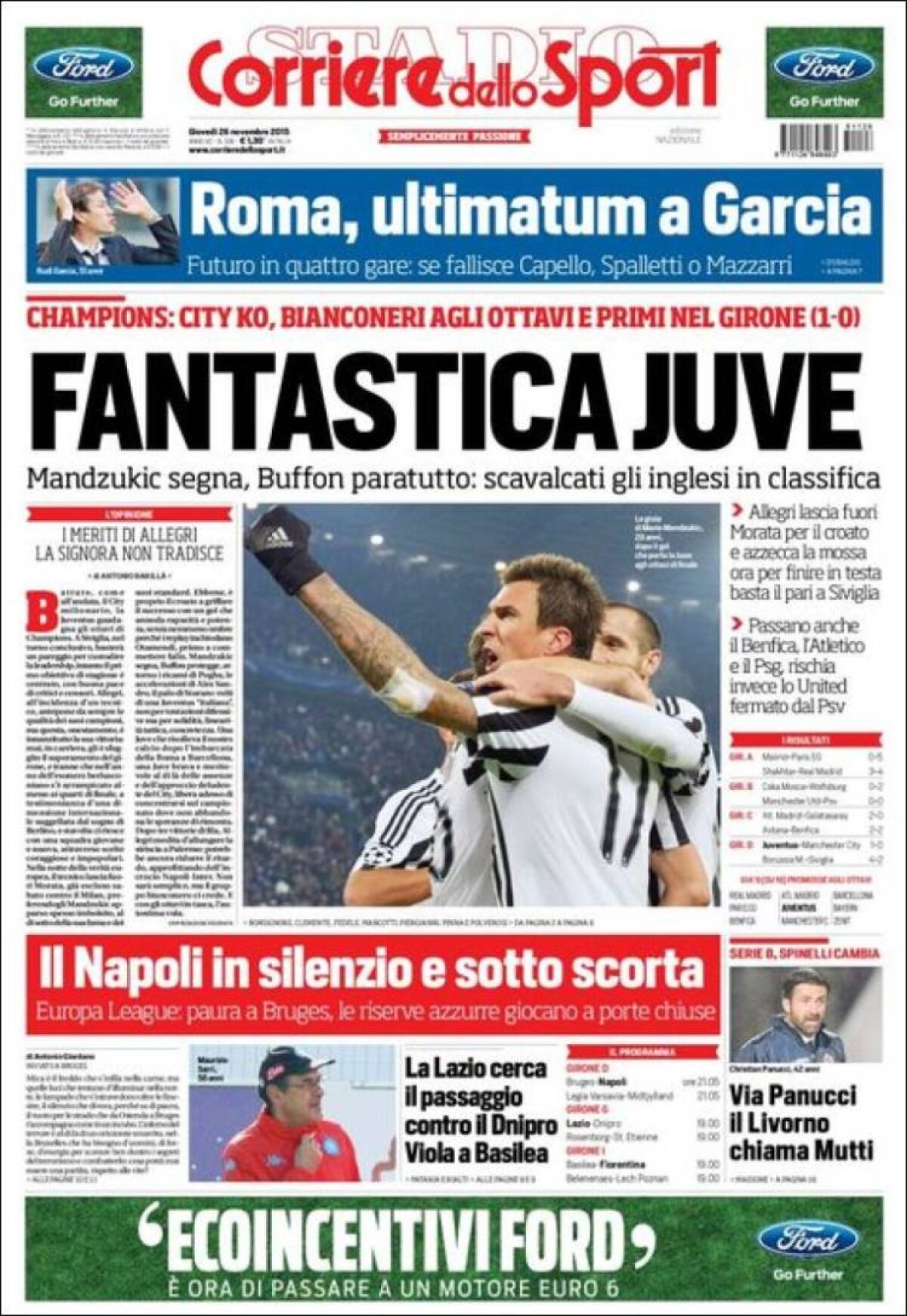 Ce scriu azi ziarele de sport din lume (26 noiembrie 2015)