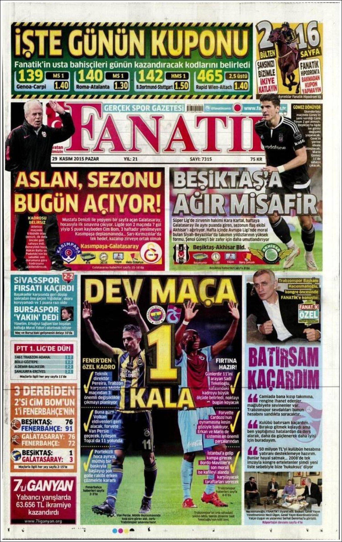 Ce scriu azi ziarele de sport din lume (29 noiembrie 2015)