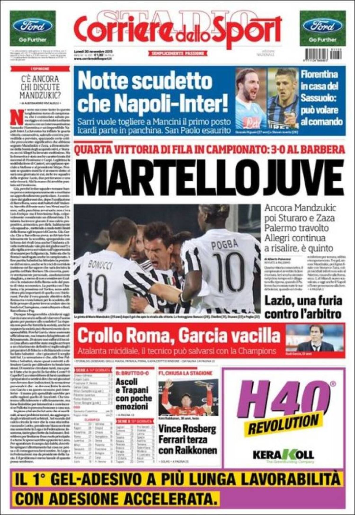 Ce scriu azi ziarele de sport din lume (30 noiembrie 2015)