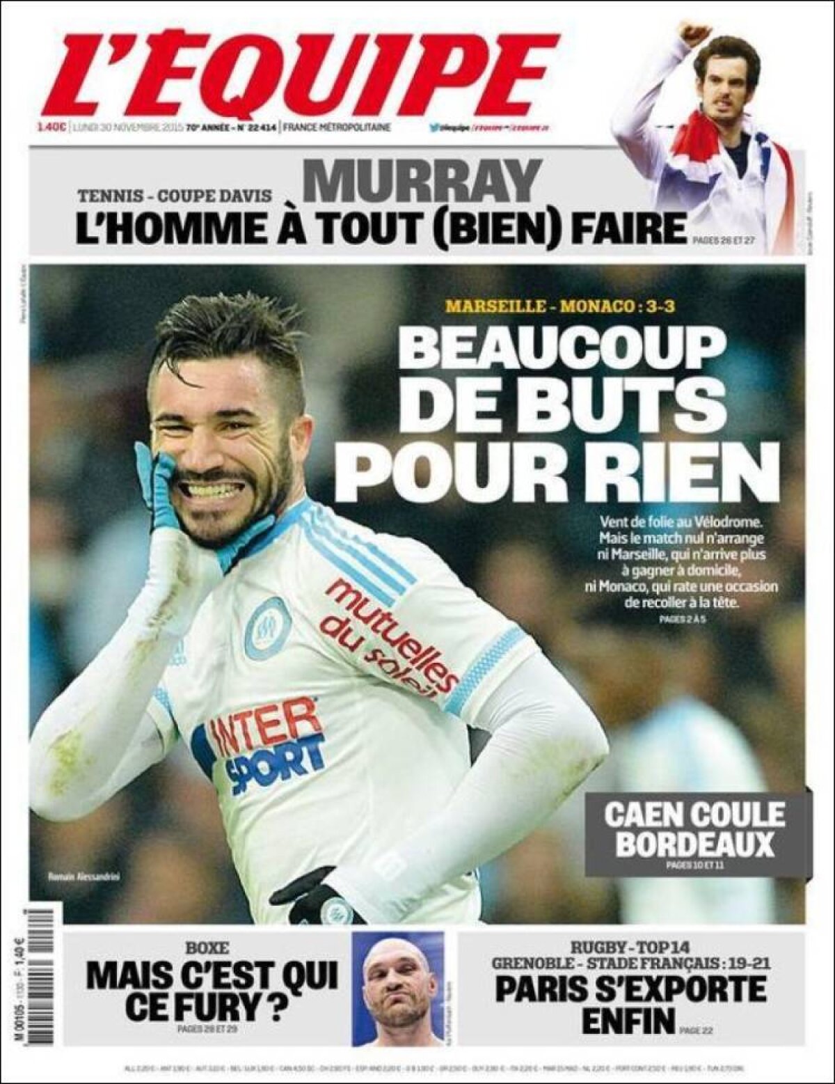 Ce scriu azi ziarele de sport din lume (30 noiembrie 2015)