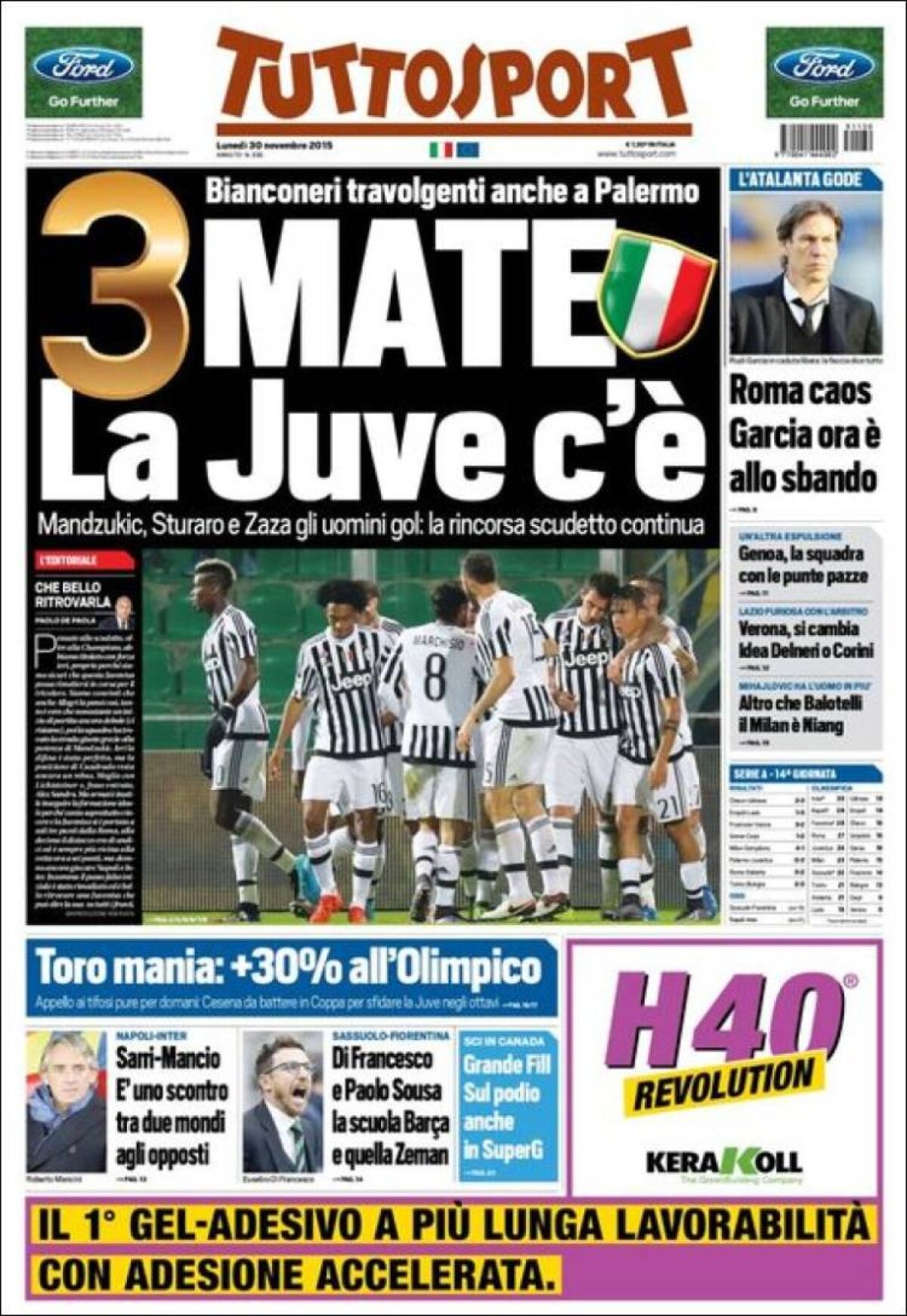 Ce scriu azi ziarele de sport din lume (30 noiembrie 2015)