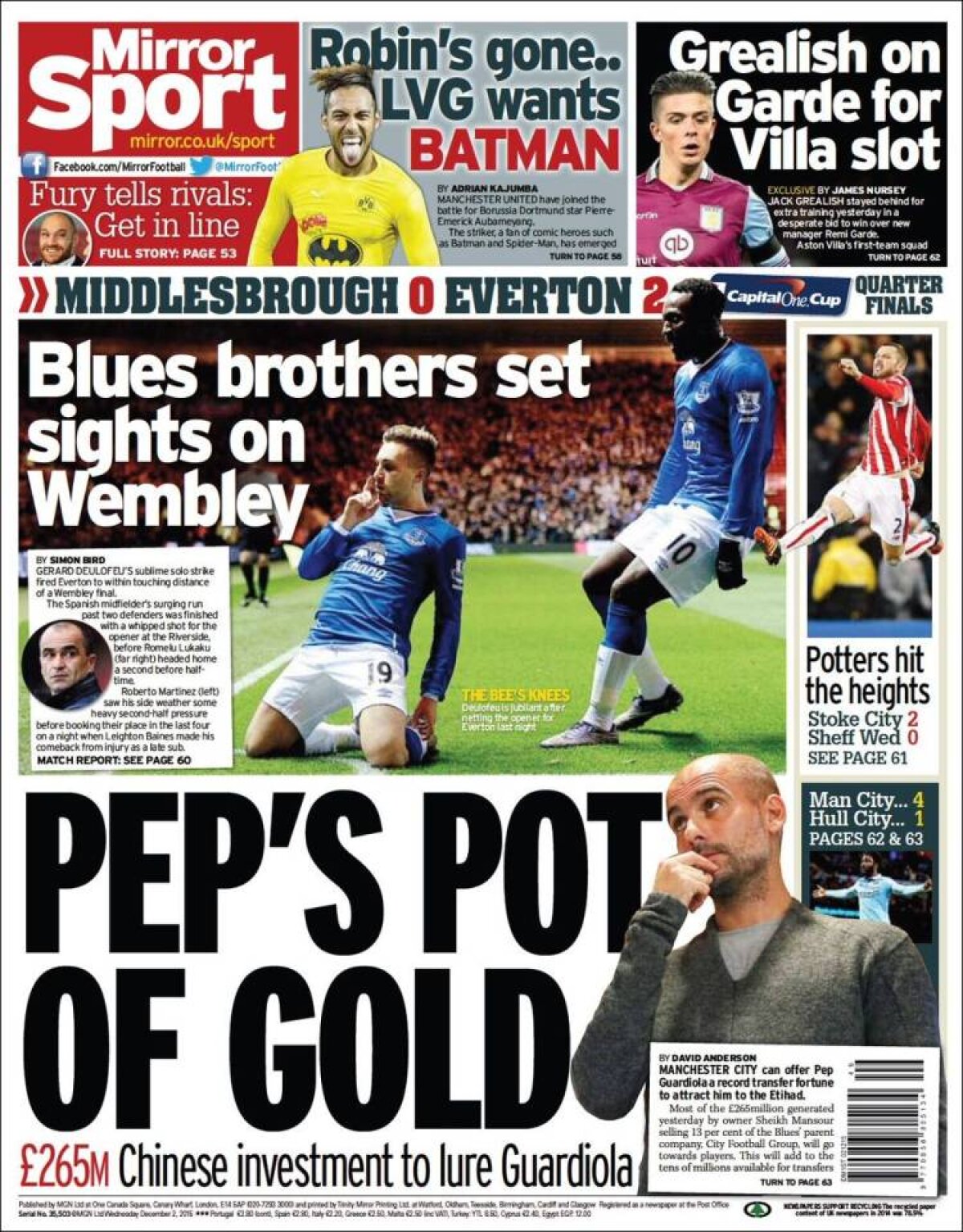 Ce scriu azi ziarele de sport din lume (2 decembrie 2015)