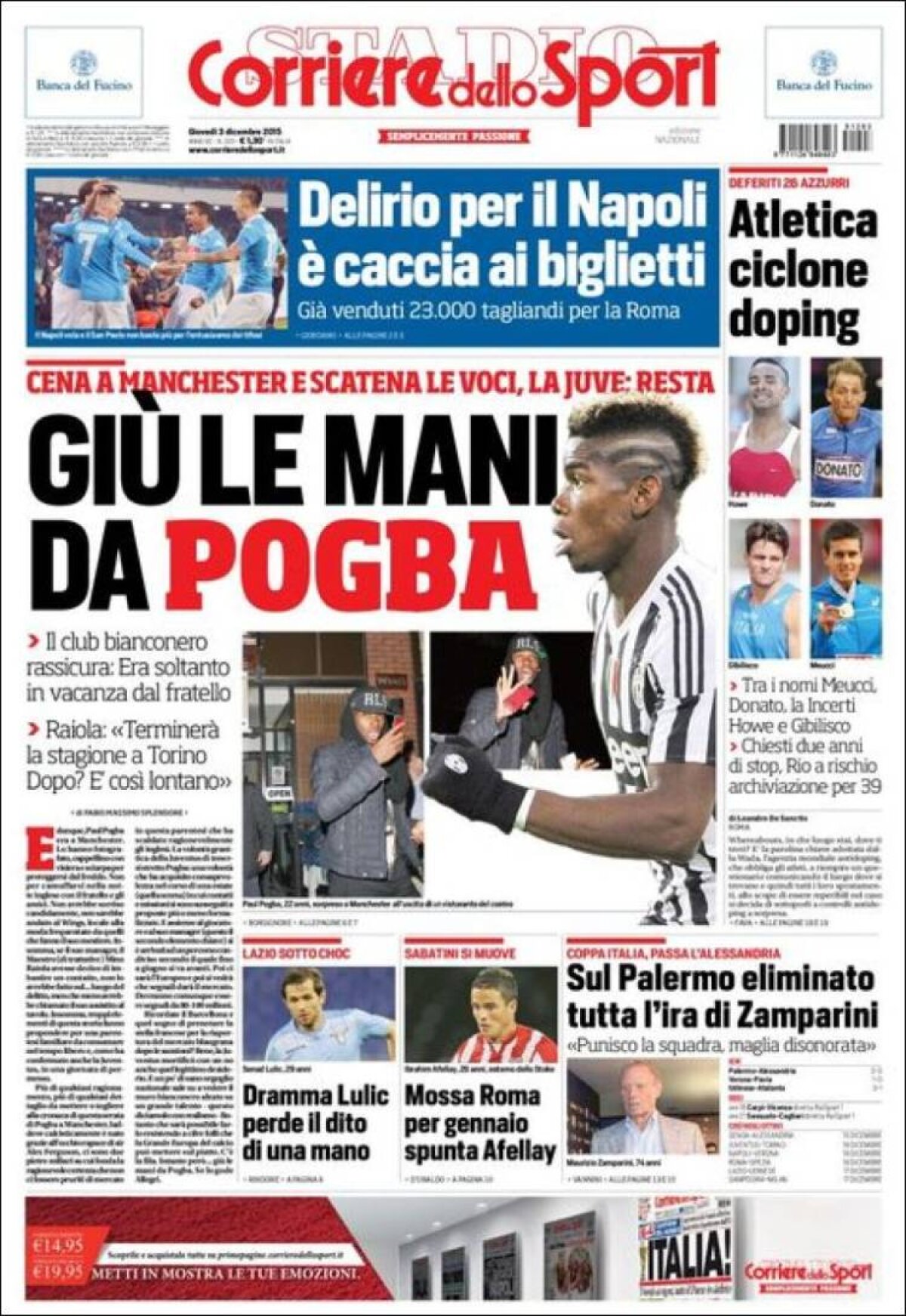 Ce scriu azi ziarele de sport din lume (3 decembrie 2015)