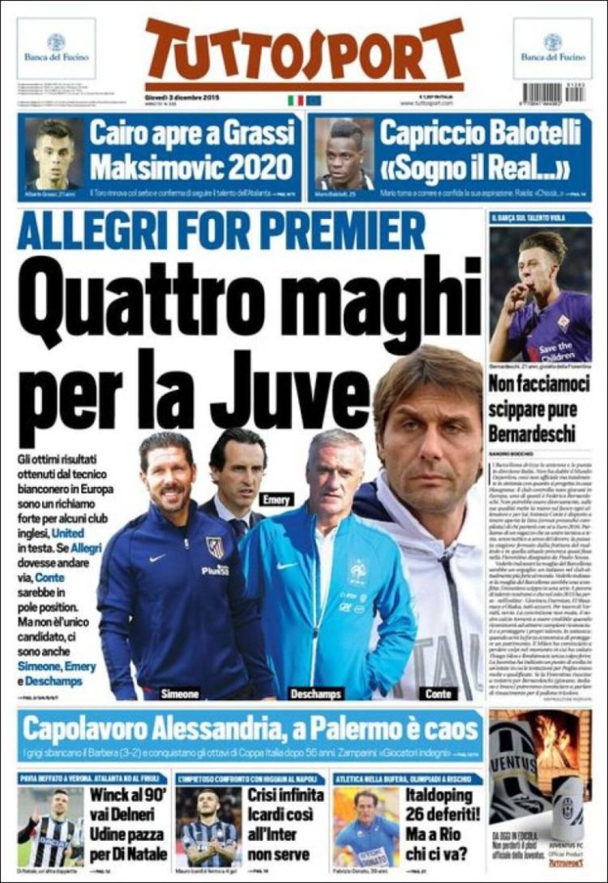 Ce scriu azi ziarele de sport din lume (3 decembrie 2015)