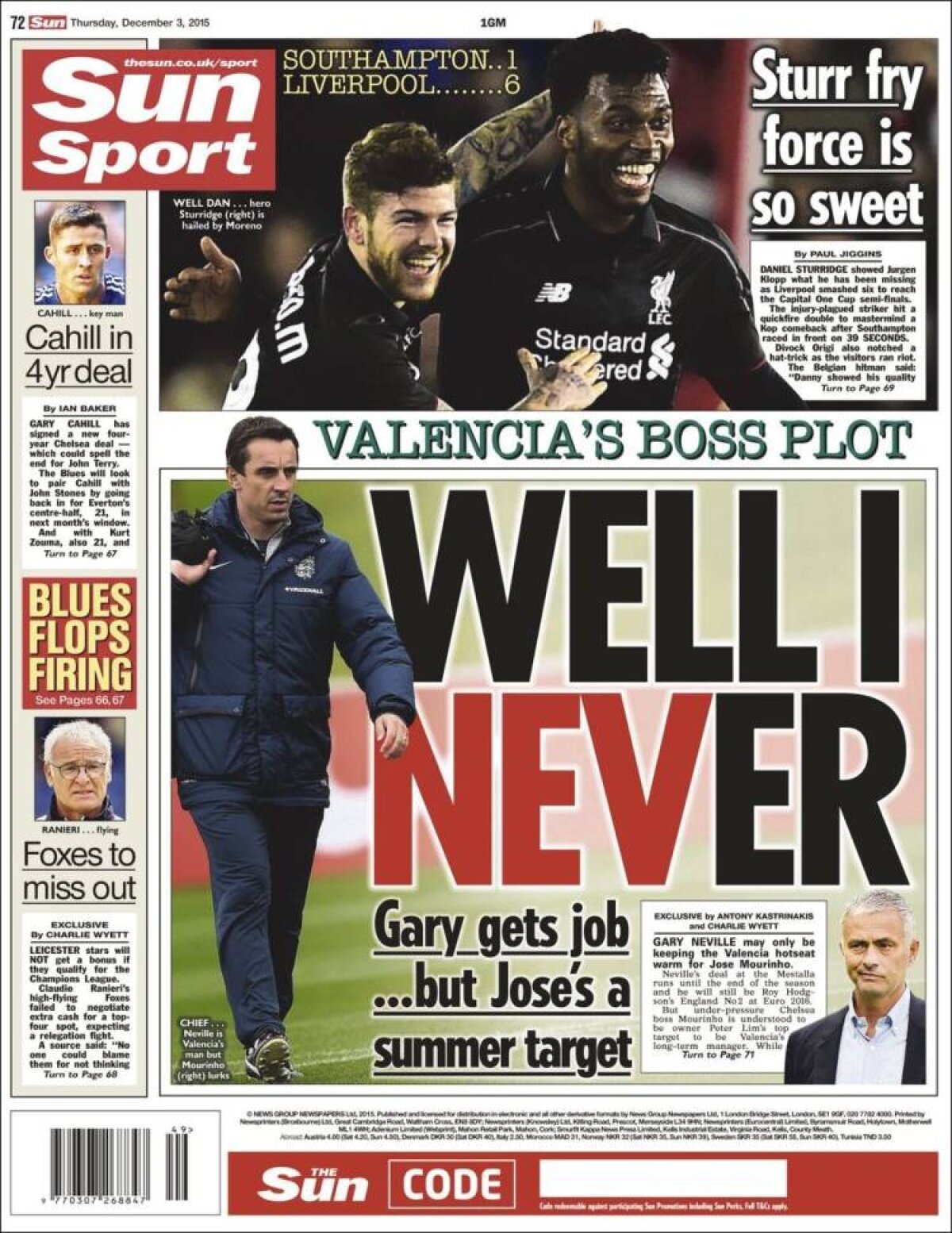 Ce scriu azi ziarele de sport din lume (3 decembrie 2015)