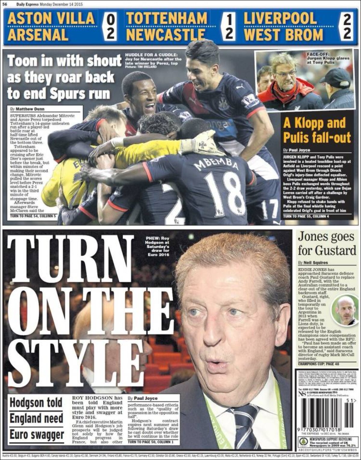 Ce scriu azi ziarele de sport din lume (14 decembrie 2015)