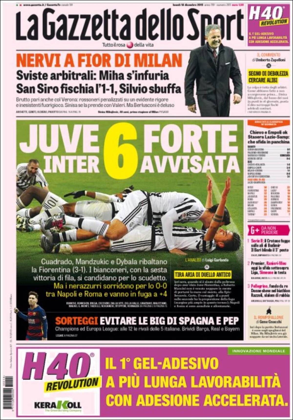 Ce scriu azi ziarele de sport din lume (14 decembrie 2015)