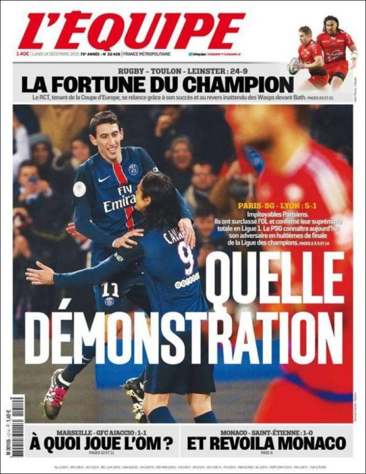 Ce scriu azi ziarele de sport din lume (14 decembrie 2015)