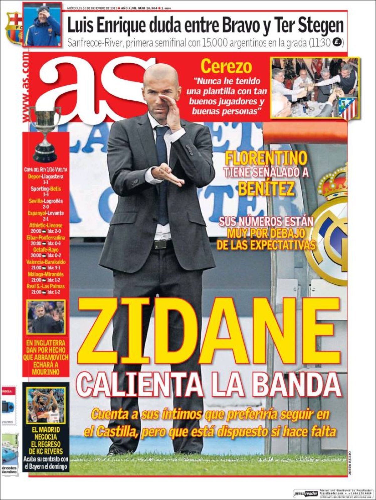 Ce scriu azi ziarele de sport din lume (16 decembrie 2015)