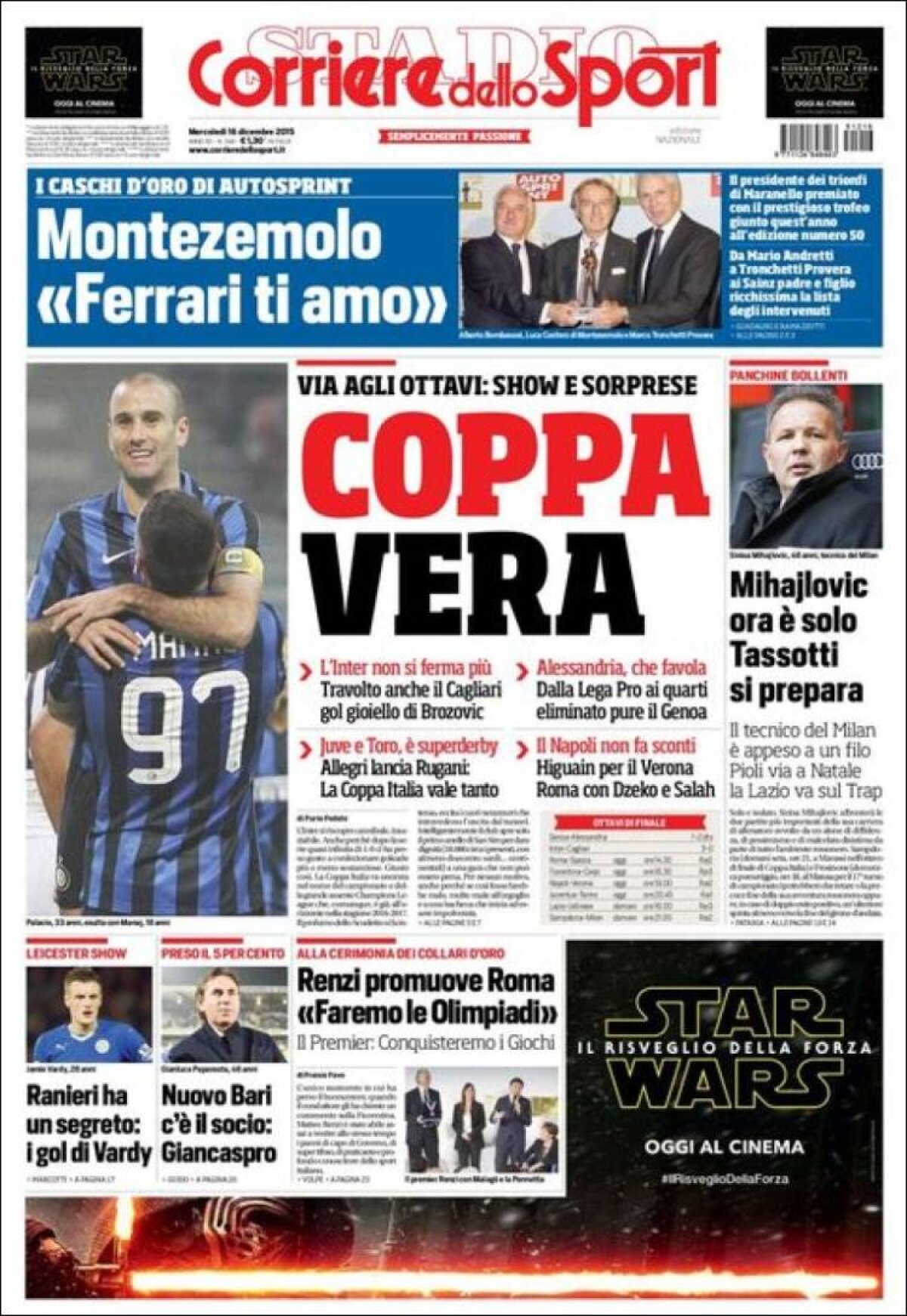 Ce scriu azi ziarele de sport din lume (16 decembrie 2015)