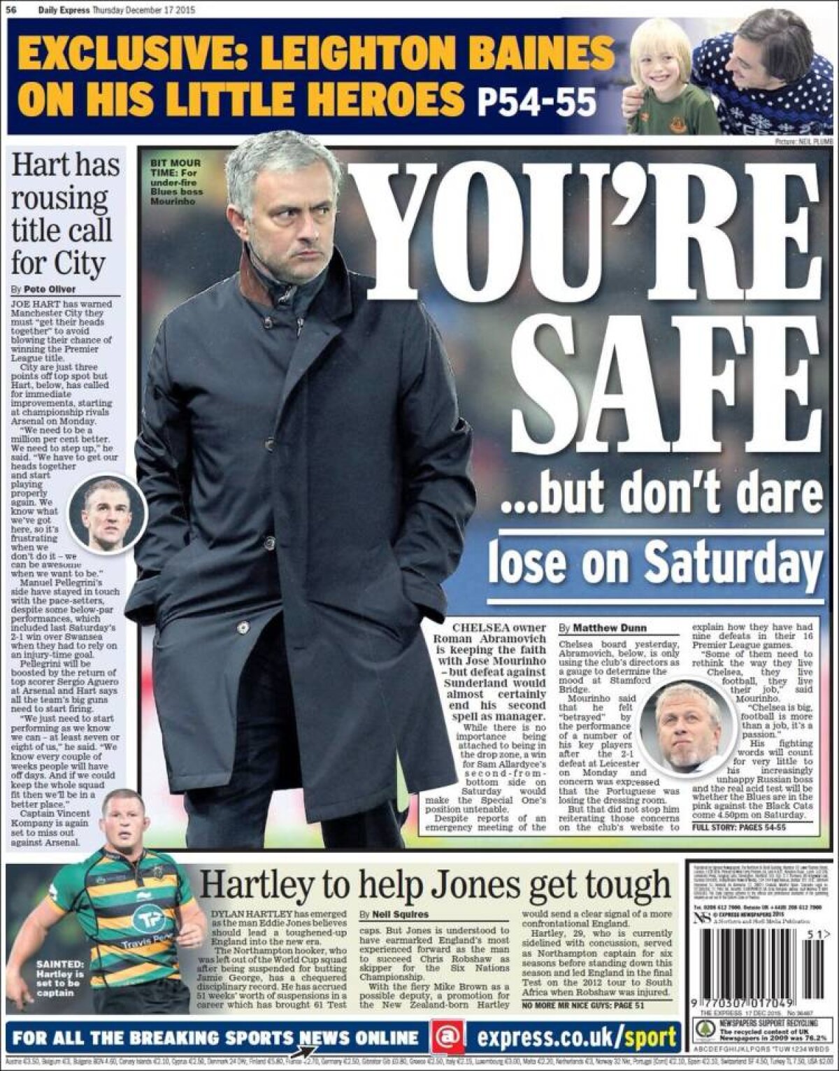 Ce scriu azi ziarele de sport din lume (17 decembrie 2015)