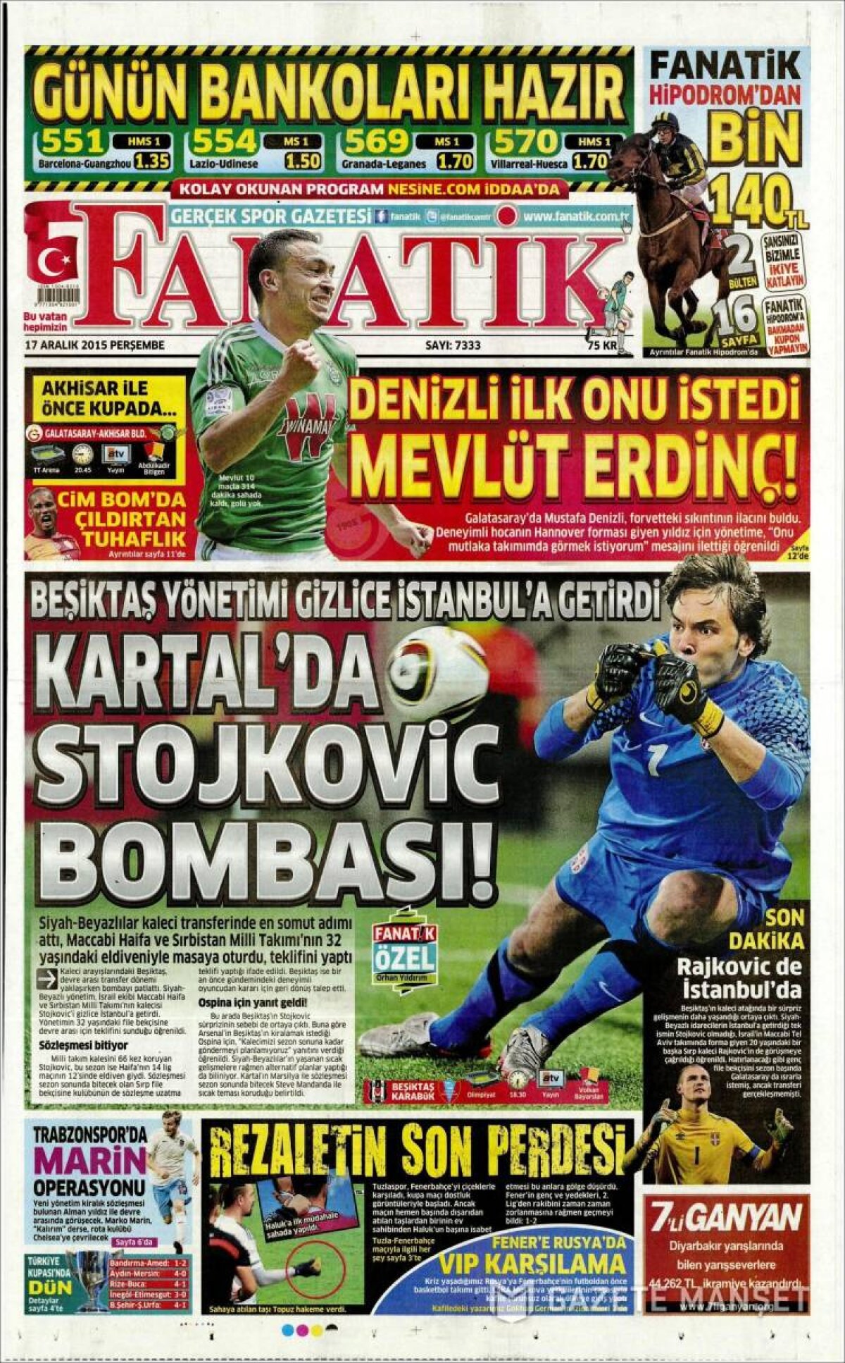 Ce scriu azi ziarele de sport din lume (17 decembrie 2015)