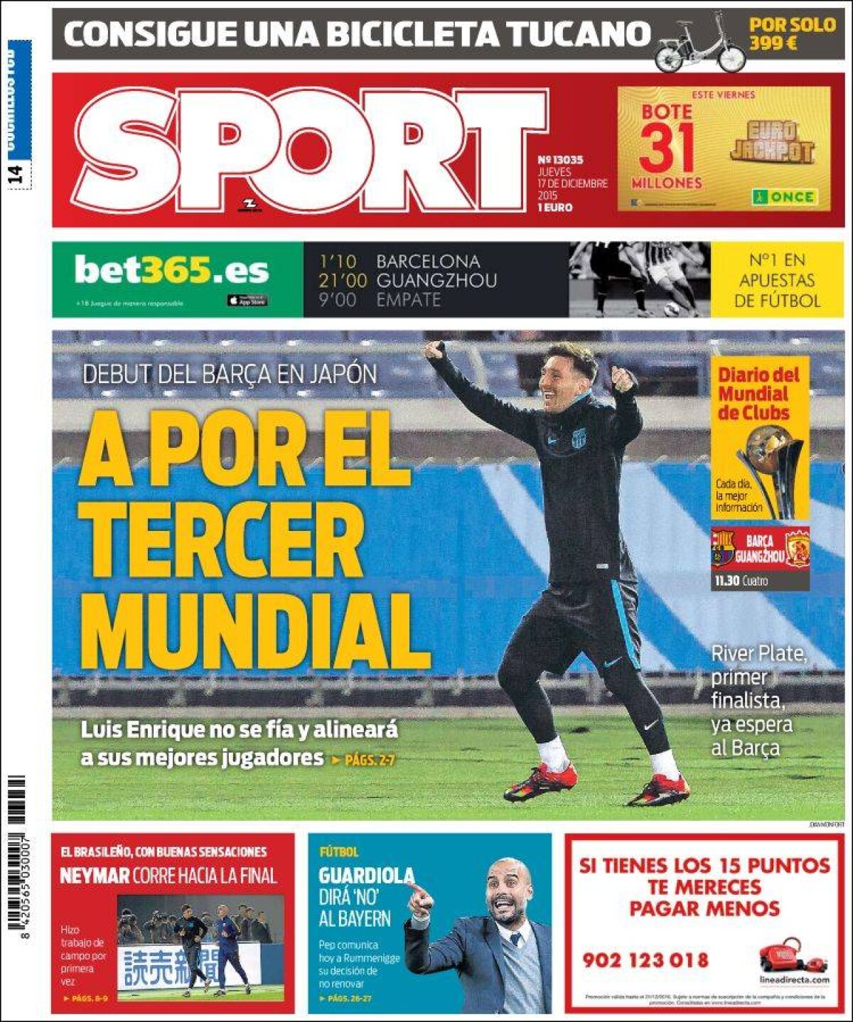 Ce scriu azi ziarele de sport din lume (17 decembrie 2015)