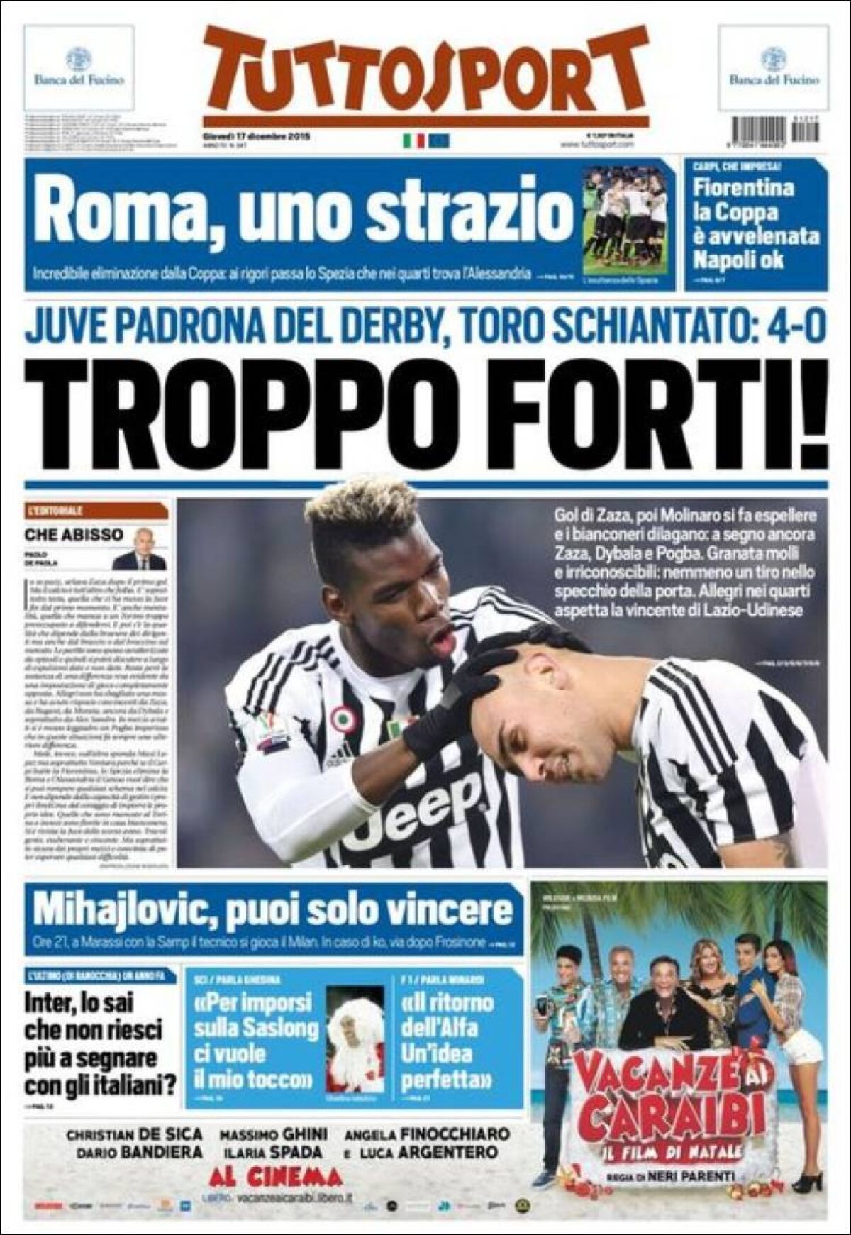 Ce scriu azi ziarele de sport din lume (17 decembrie 2015)