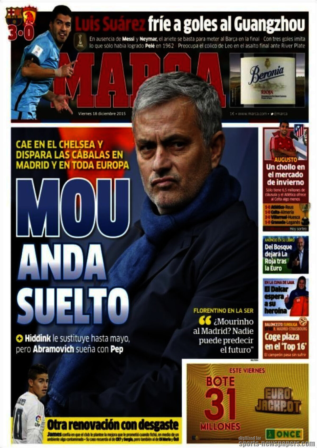 Ce scriu azi ziarele de sport din lume (18 decembrie 2015)