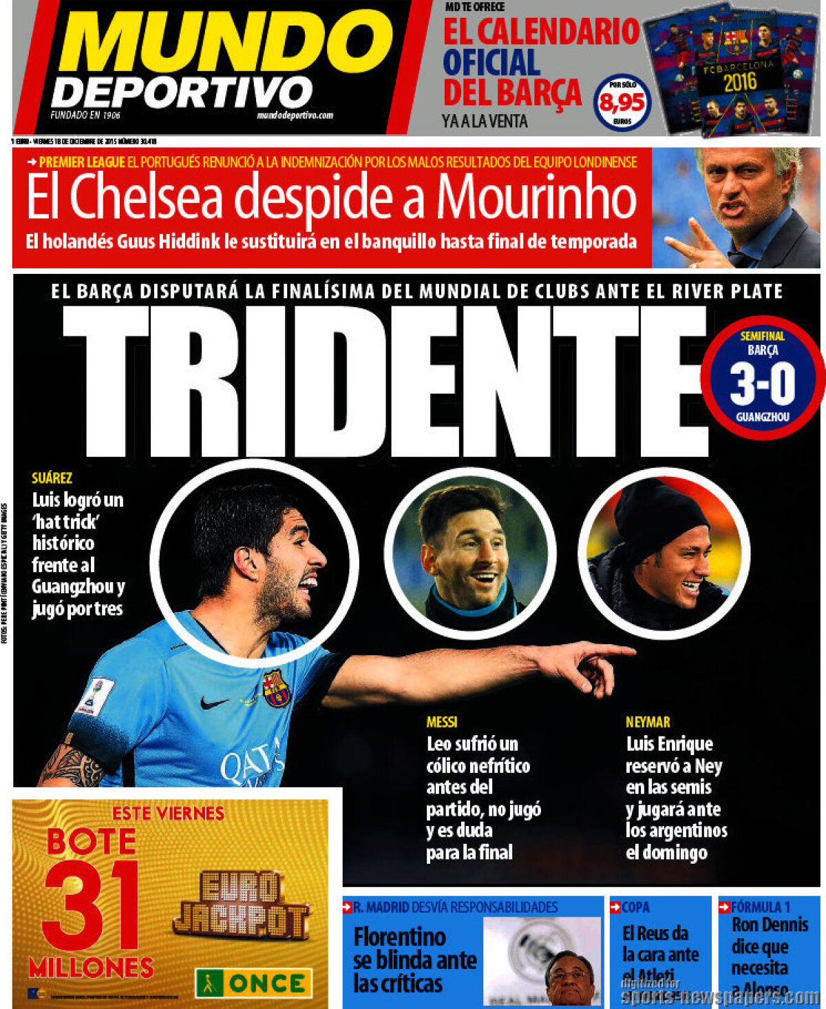 Ce scriu azi ziarele de sport din lume (18 decembrie 2015)