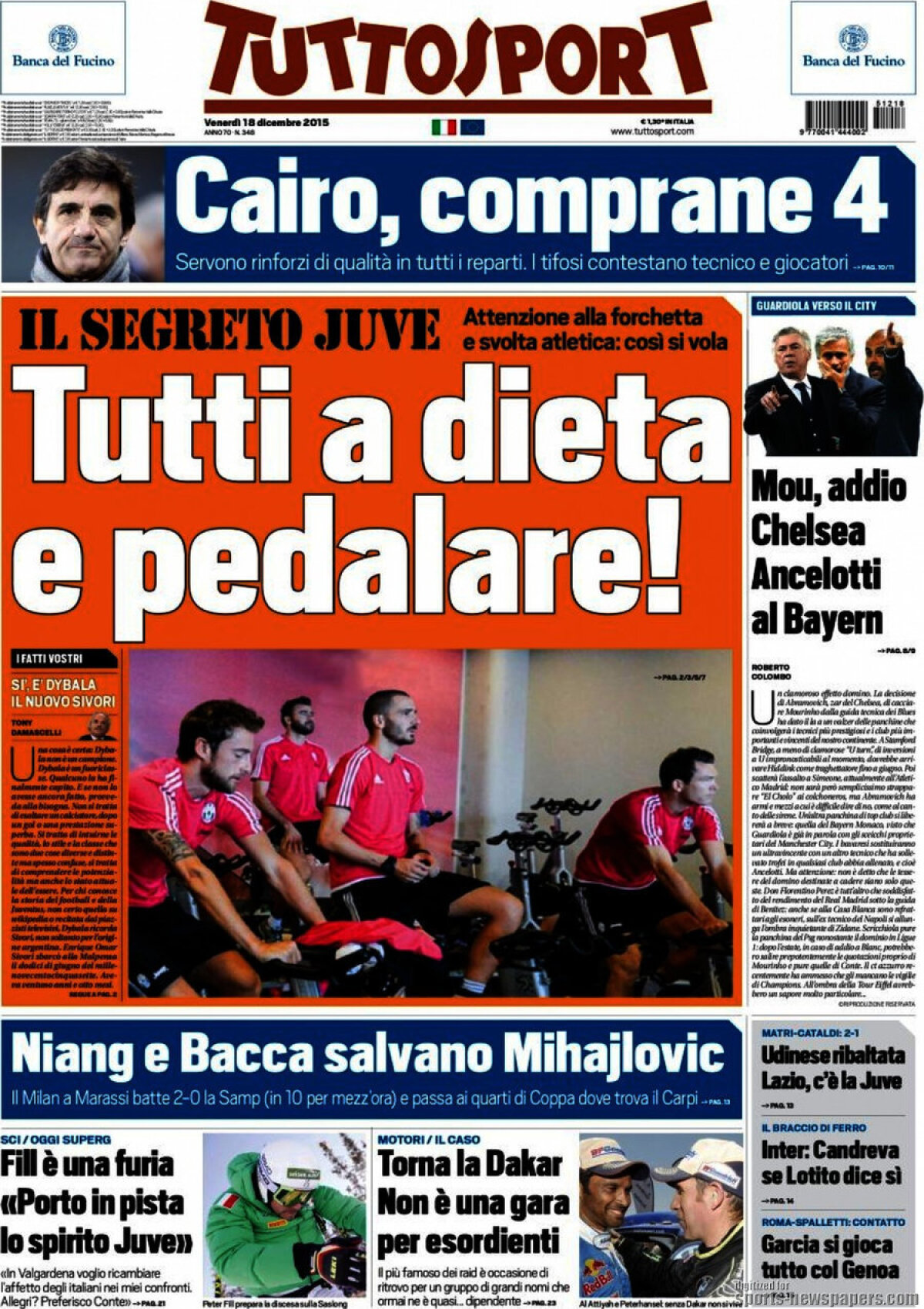 Ce scriu azi ziarele de sport din lume (18 decembrie 2015)