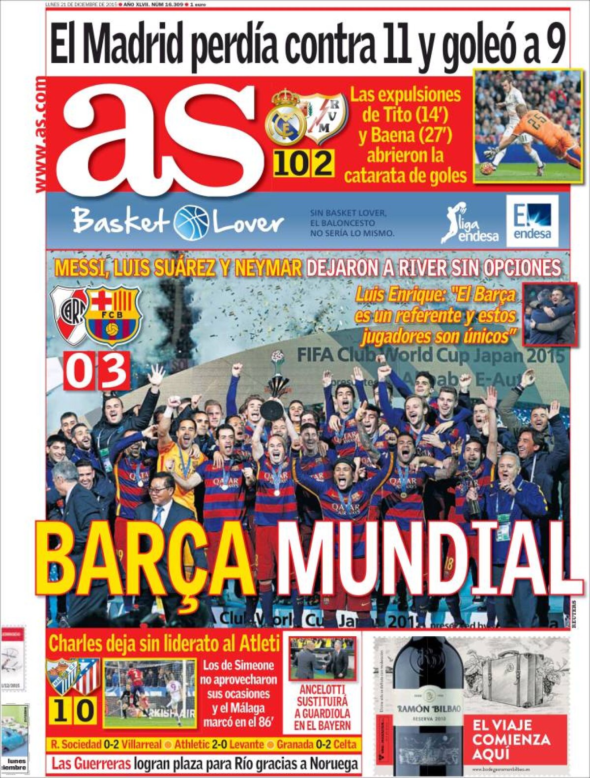 Ce scriu azi ziarele de sport din lume (21 decembrie 2015) 