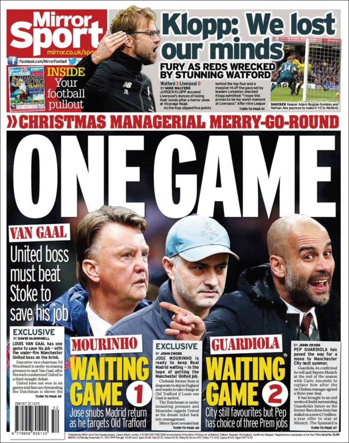 Ce scriu azi ziarele de sport din lume (21 decembrie 2015) 