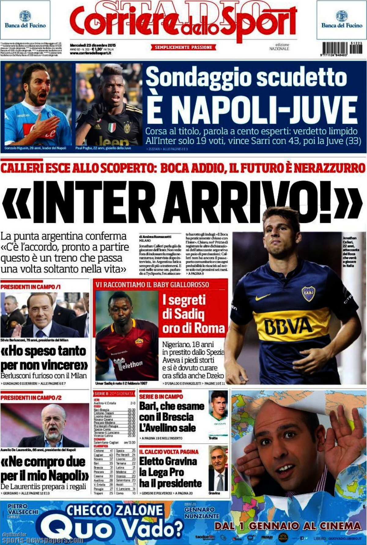 Ce scriu azi ziarele de sport din lume (23 decembrie 2015) 