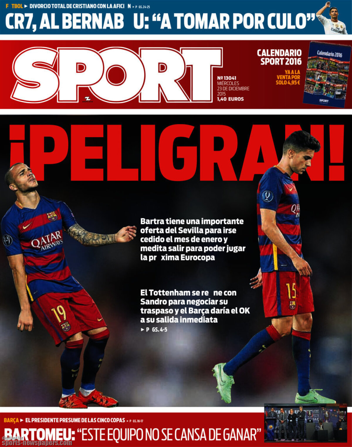 Ce scriu azi ziarele de sport din lume (23 decembrie 2015) 