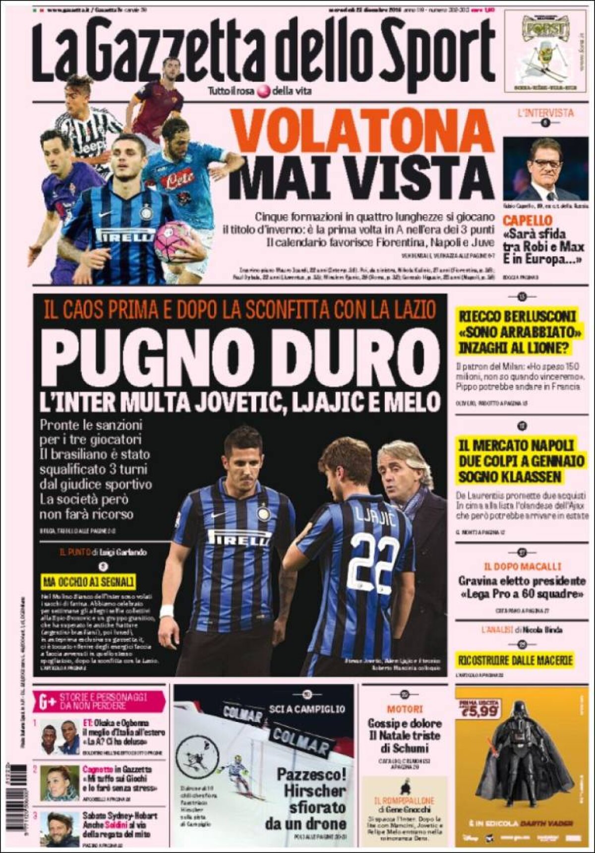 Ce scriu azi ziarele de sport din lume (24 decembrie 2015)