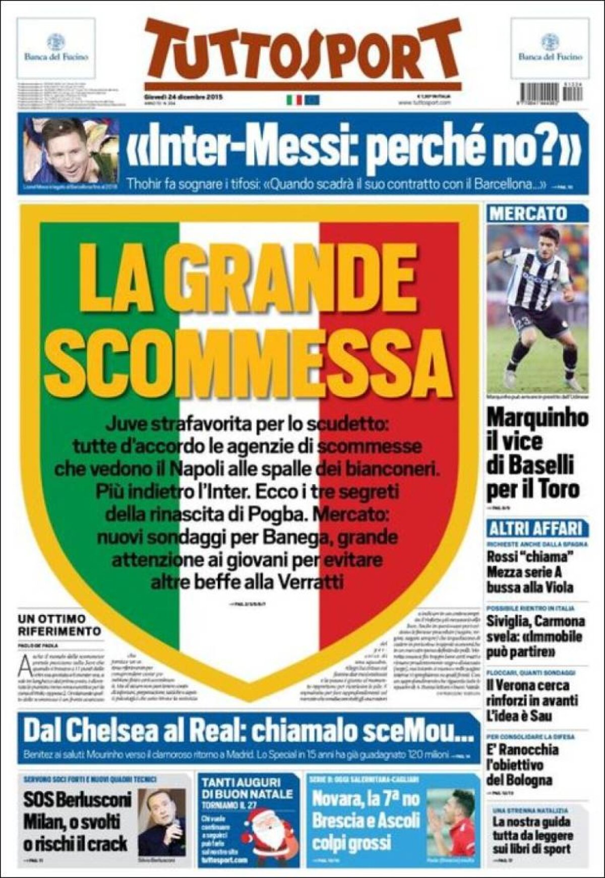 Ce scriu azi ziarele de sport din lume (24 decembrie 2015)