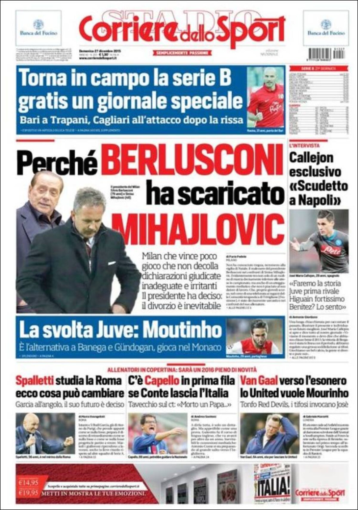 Ce scriu azi ziarele de sport din lume (27 decembrie 2015)