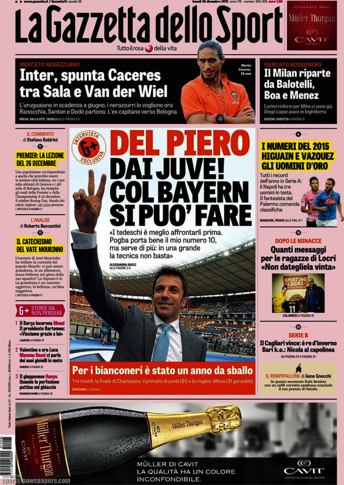 Ce scriu azi ziarele de sport din lume (28 decembrie 2015)