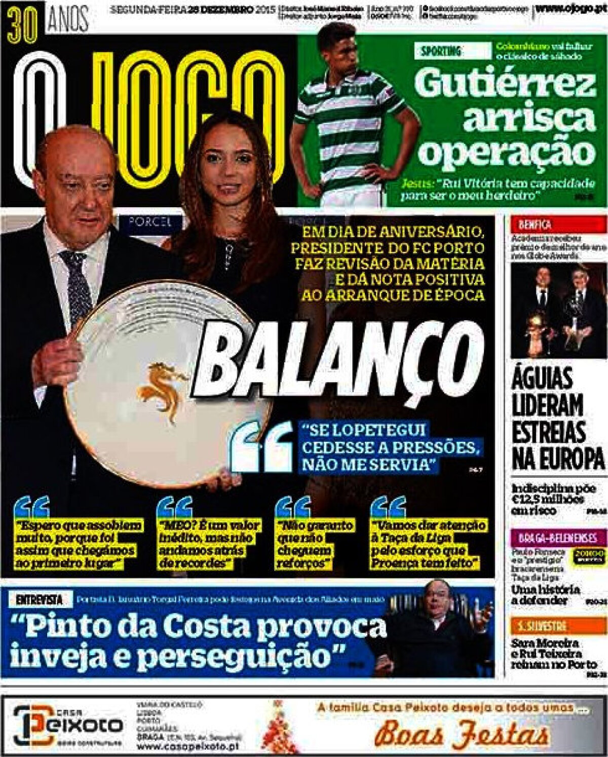 Ce scriu azi ziarele de sport din lume (28 decembrie 2015)