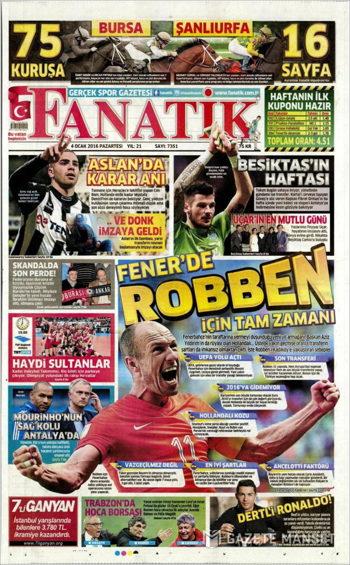 Ce scriu azi ziarele de sport din lume (4 ianuarie 2016)