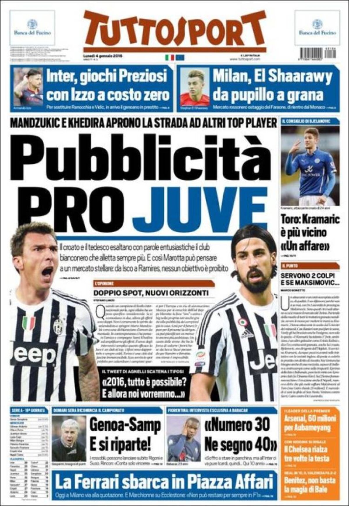 Ce scriu azi ziarele de sport din lume (4 ianuarie 2016)