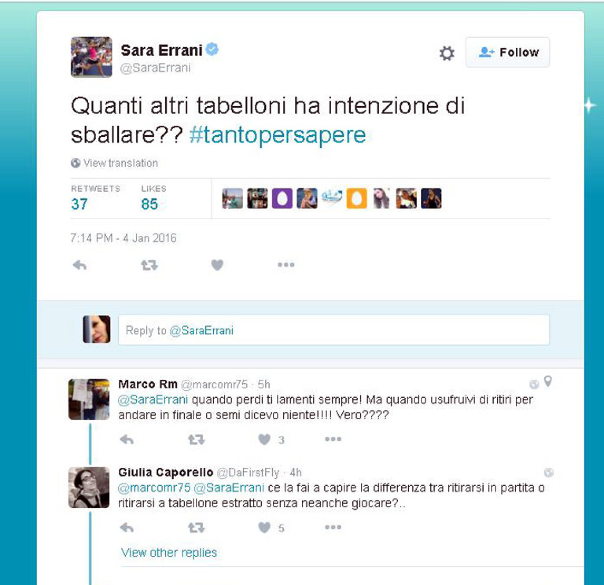 Înţepături fără nume » Halep şi Şarapova s-au retras de la Brisbane, Errani a luat foc pe Twitter. Cronologia evenimentelor