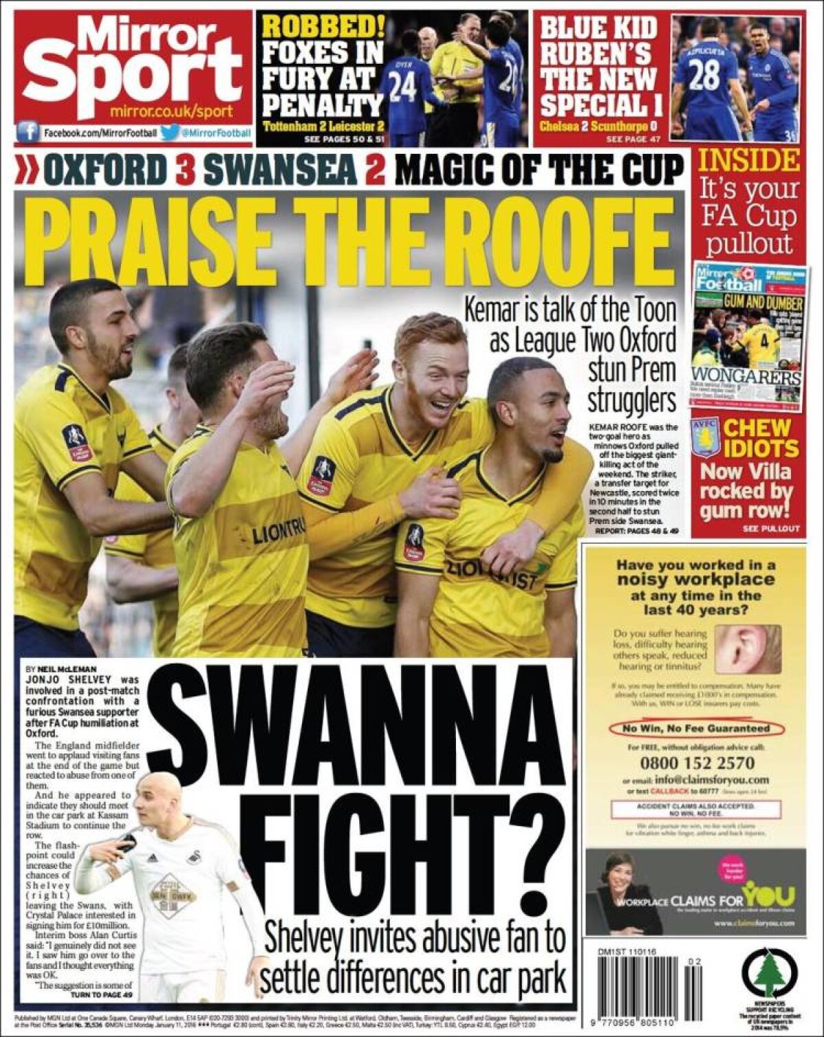 Ce scriu azi ziarele de sport din lume (11 ianuarie 2016)