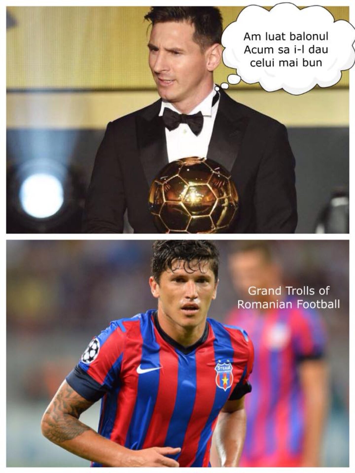 VIDEO+FOTO Cele mai bune glume după decernarea Balonului de Aur 2015 » De la Cristi Tănase la "manita" fiului lui Messi :D