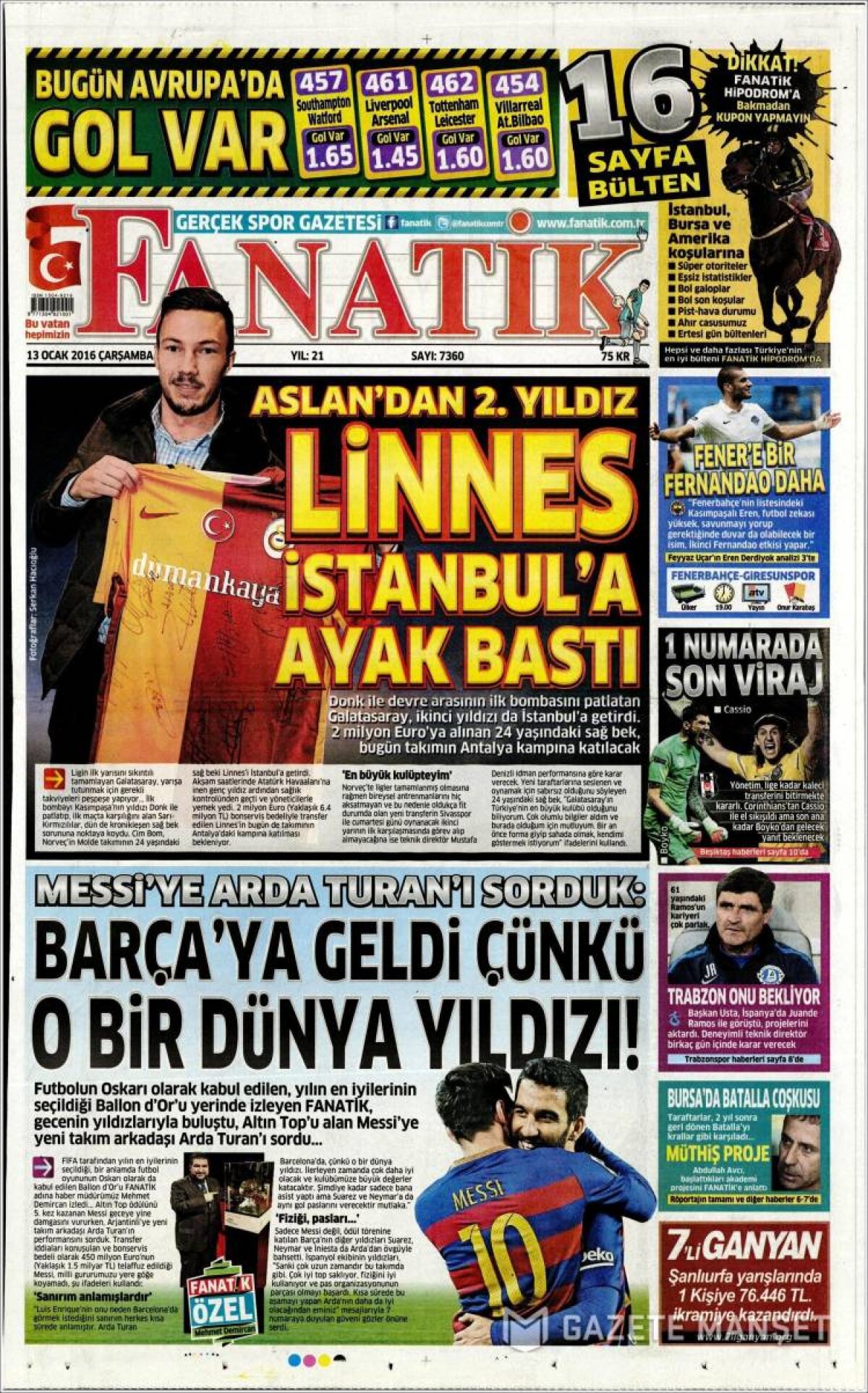 Ce scriu azi ziarele de sport din lume (13 ianuarie 2016)