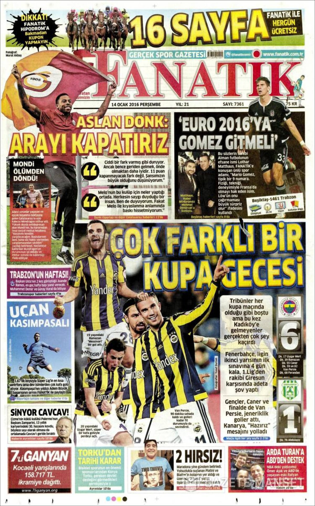 Ce scriu azi ziarele de sport din lume (14 ianuarie 2016)