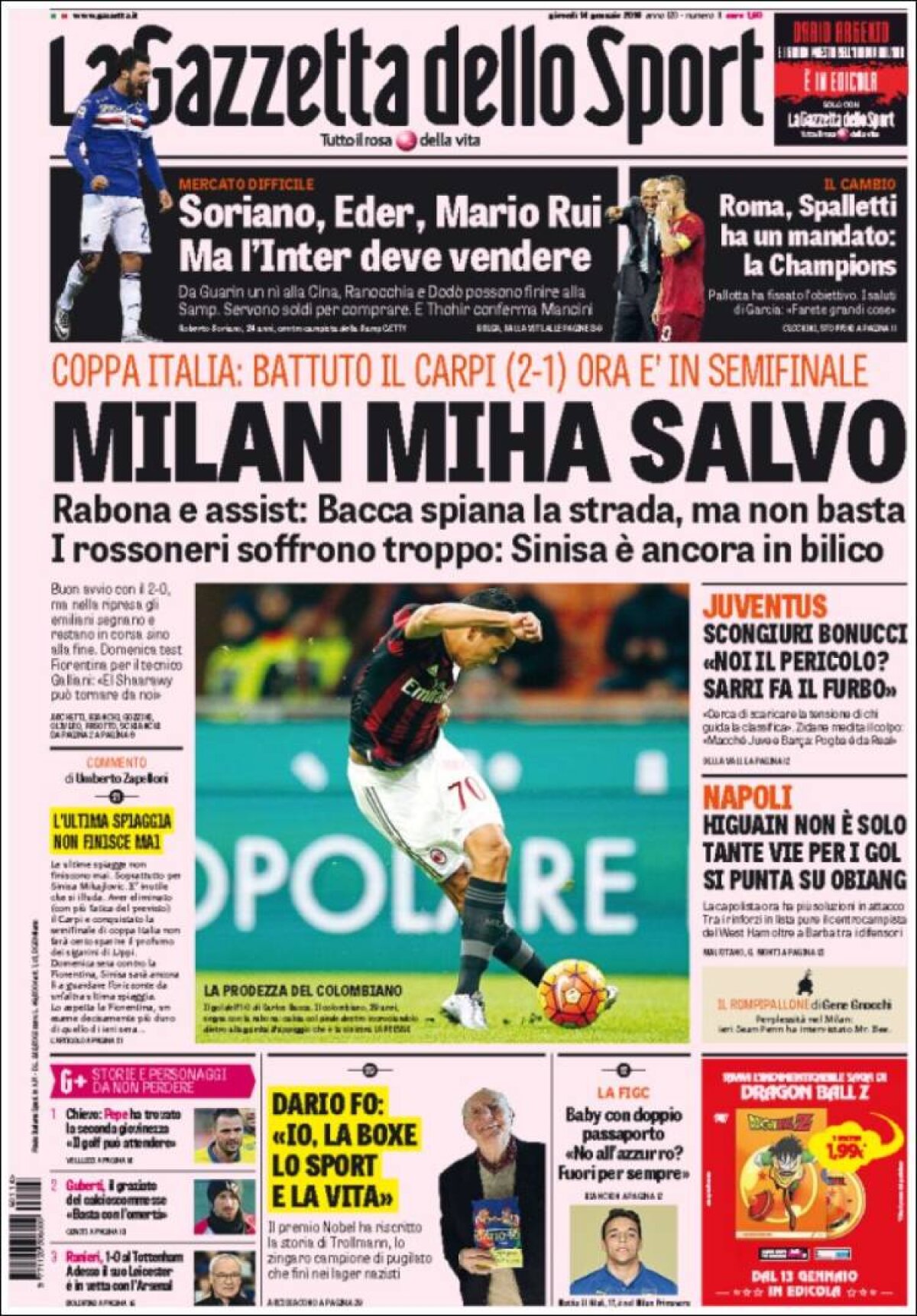 Ce scriu azi ziarele de sport din lume (14 ianuarie 2016)