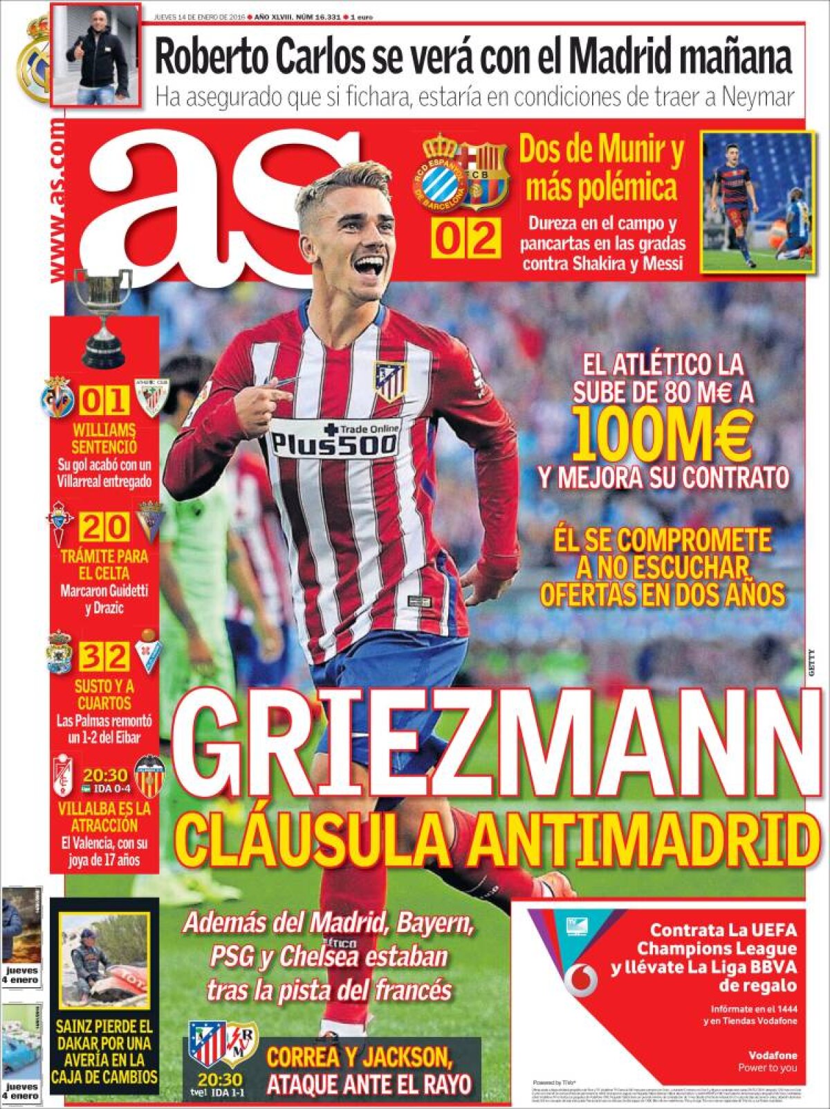 Ce scriu azi ziarele de sport din lume (14 ianuarie 2016)