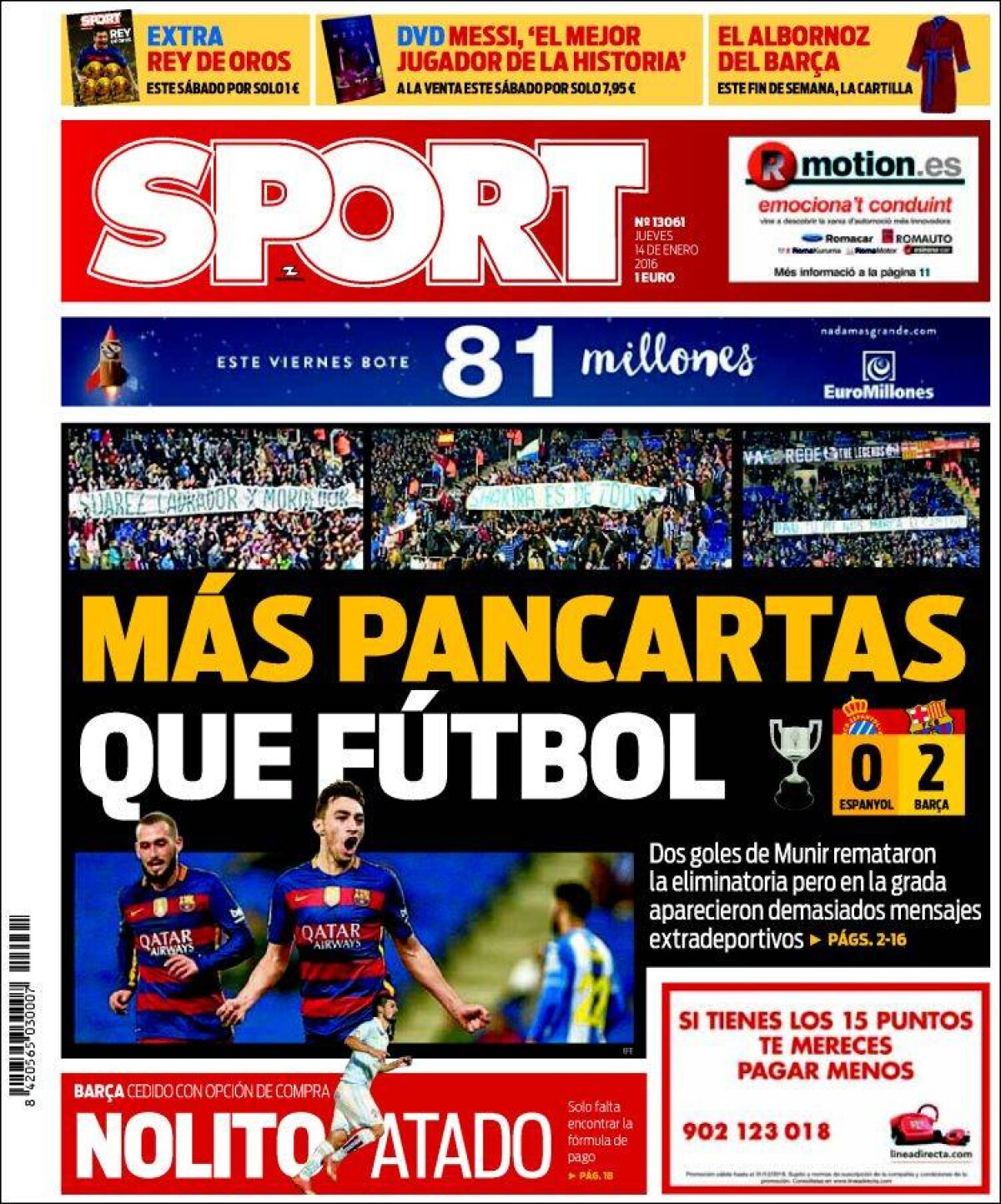 Ce scriu azi ziarele de sport din lume (14 ianuarie 2016)