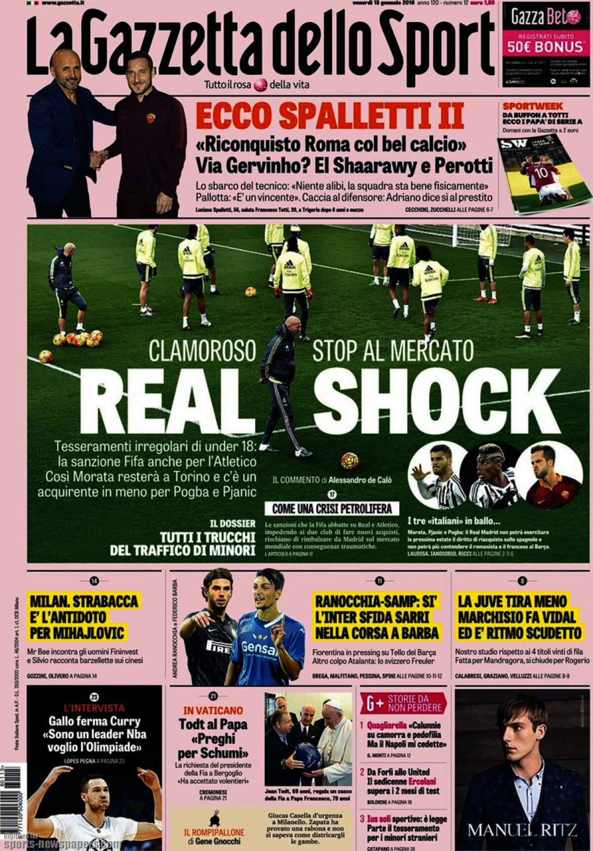 Ce scriu azi ziarele de sport din lume (15 ianuarie 2016)