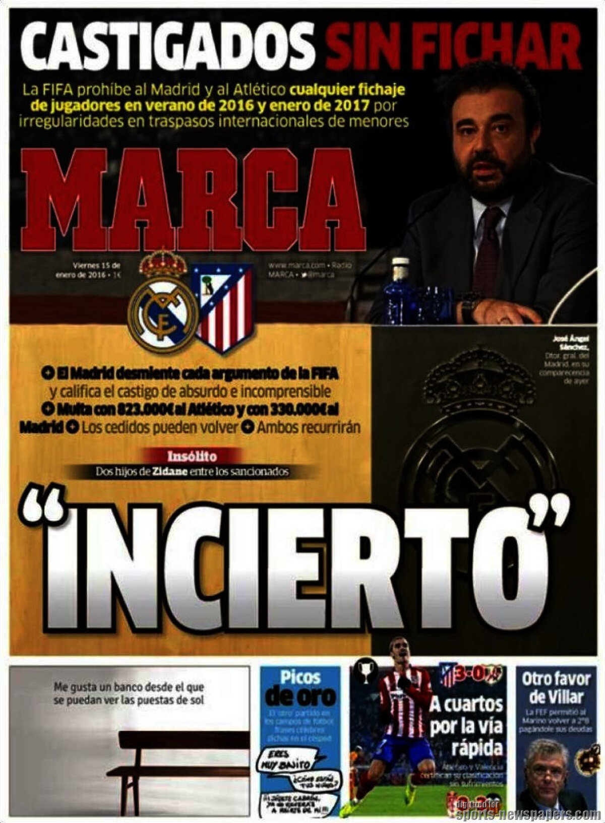 Ce scriu azi ziarele de sport din lume (15 ianuarie 2016)