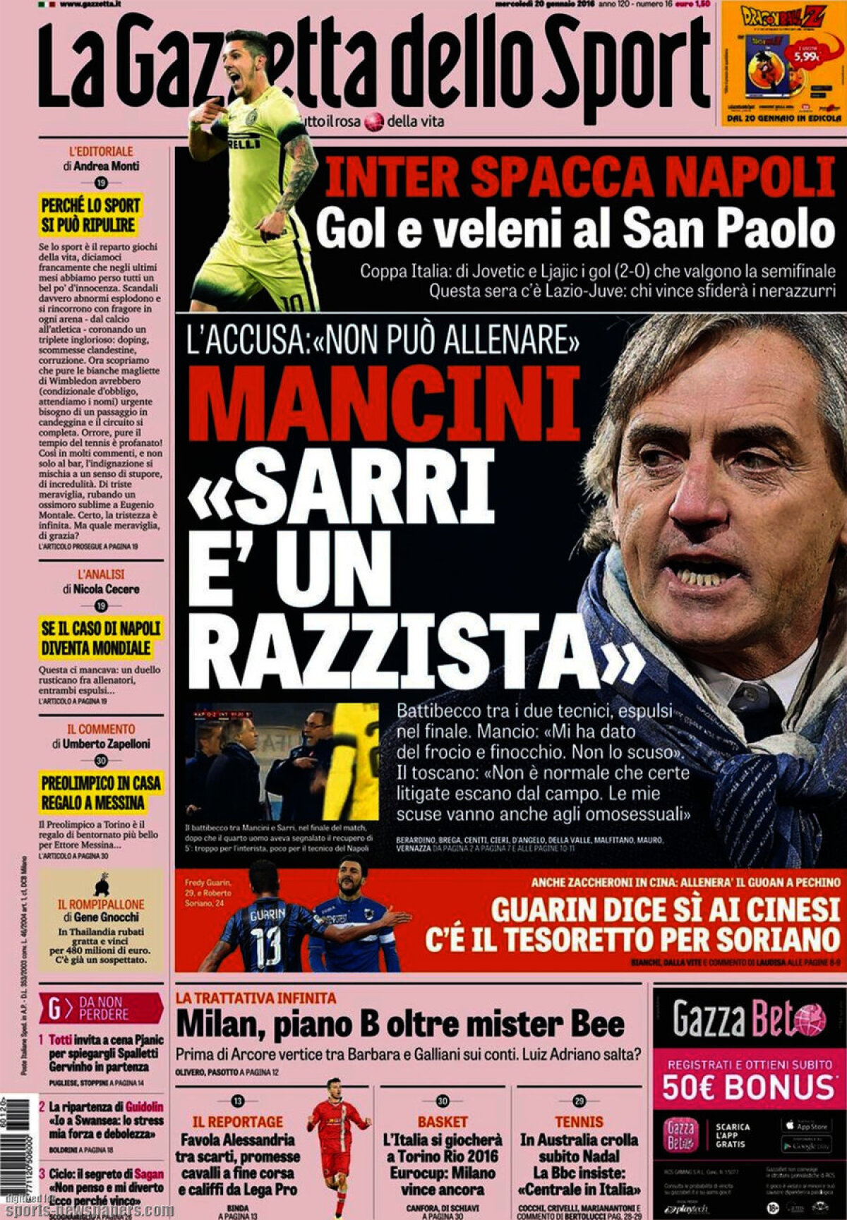 Ce scriu azi ziarele de sport din lume (20 ianuarie 2016)