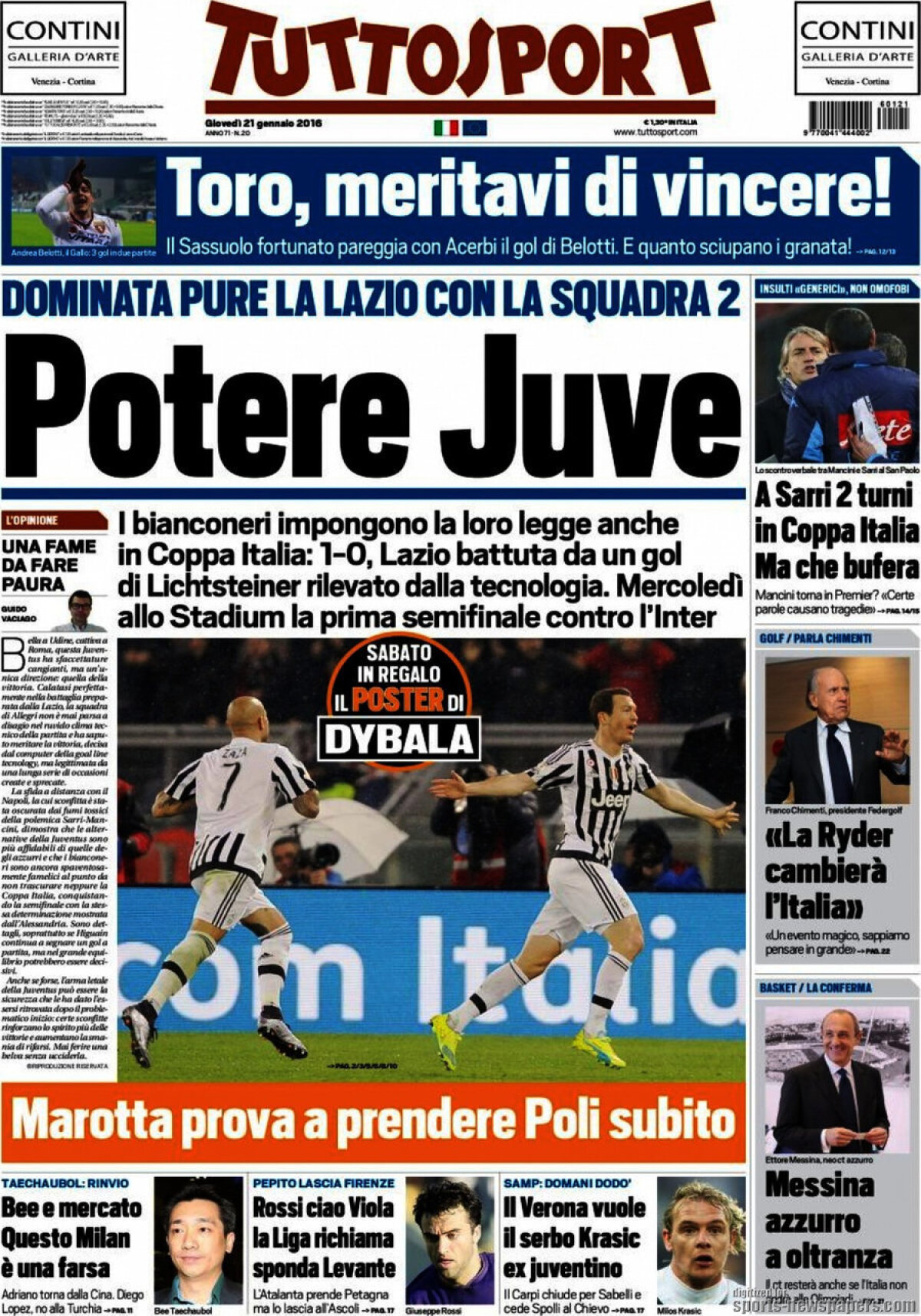 Ce scriu azi ziarele de sport din lume (21 ianuarie 2016)