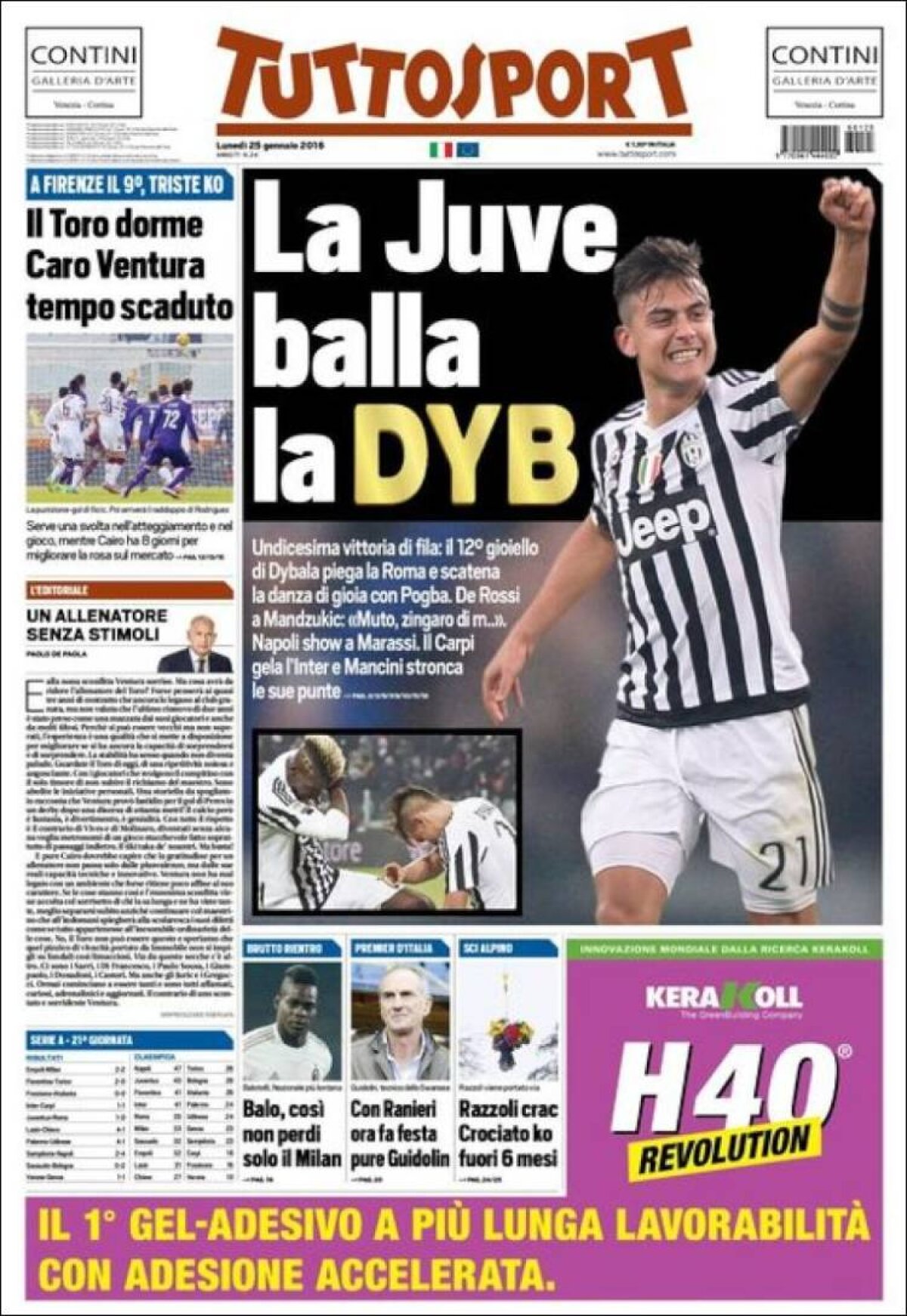 Ce scriu azi ziarele de sport din lume (25 ianuarie 2016)