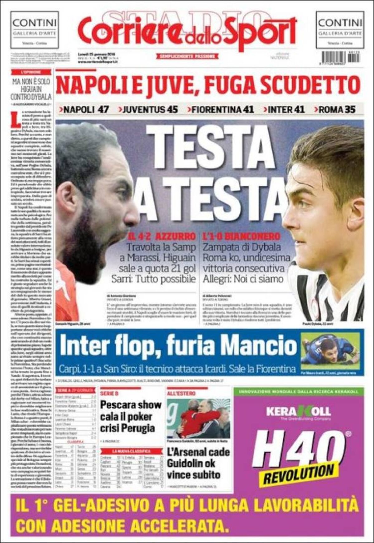 Ce scriu azi ziarele de sport din lume (25 ianuarie 2016)