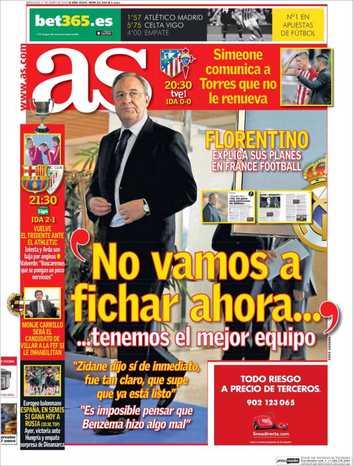 Ce scriu azi ziarele de sport din lume (27 ianuarie 2016)