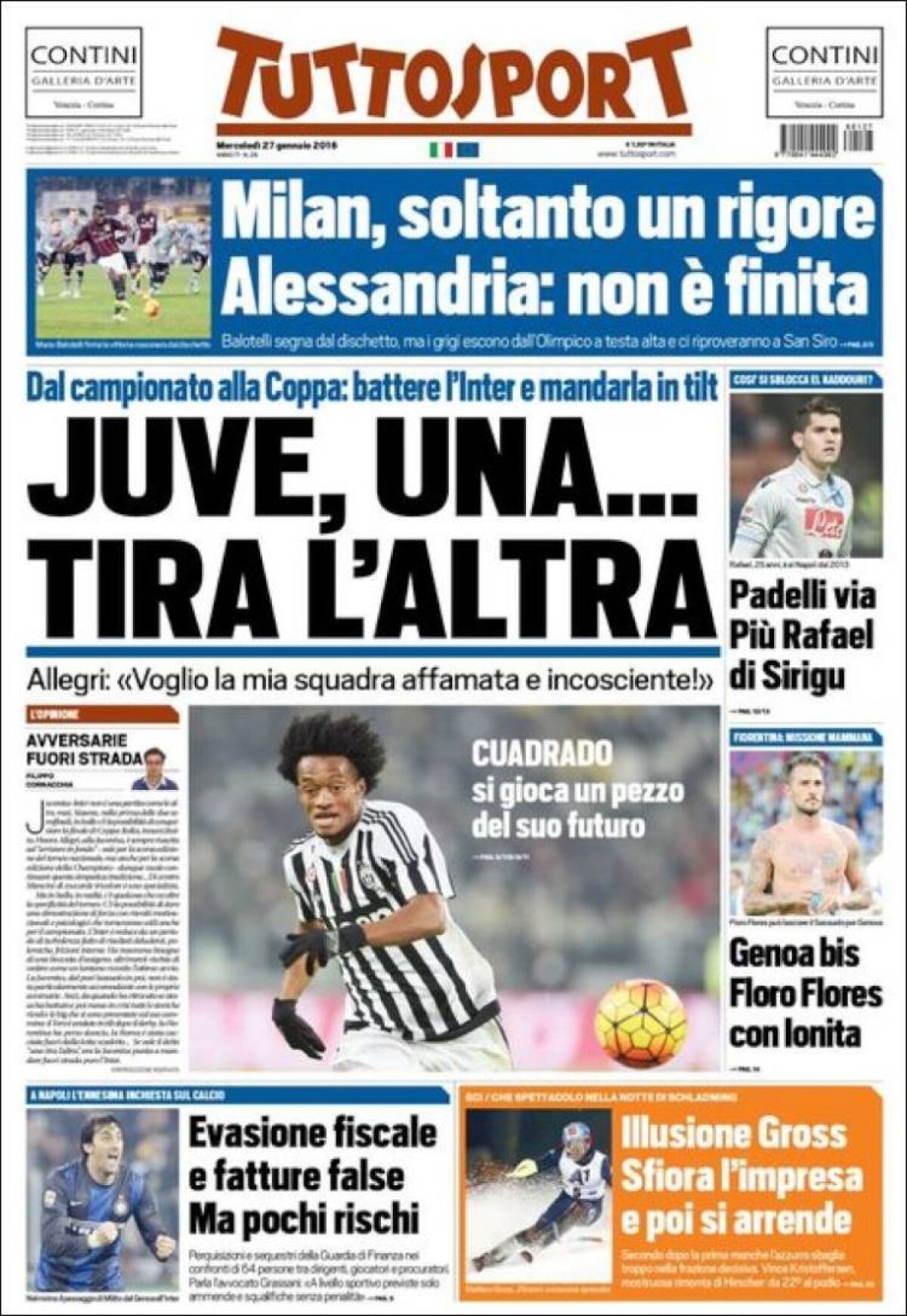 Ce scriu azi ziarele de sport din lume (27 ianuarie 2016)