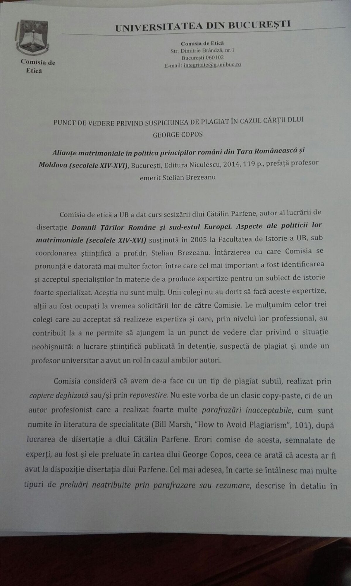 Probleme mari pentru Copos » Comisia de Etică a Universitații îl acuză de plagiat: "Există indicii clare"